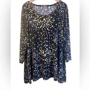 Susan Graver Black and Yellow Long Sleeve Tunic Top 4X